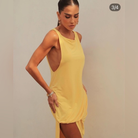 JACQUEMUS La Robe Peplo Courte Dress in Yellow Size XS $895 - Picture 4 of 13